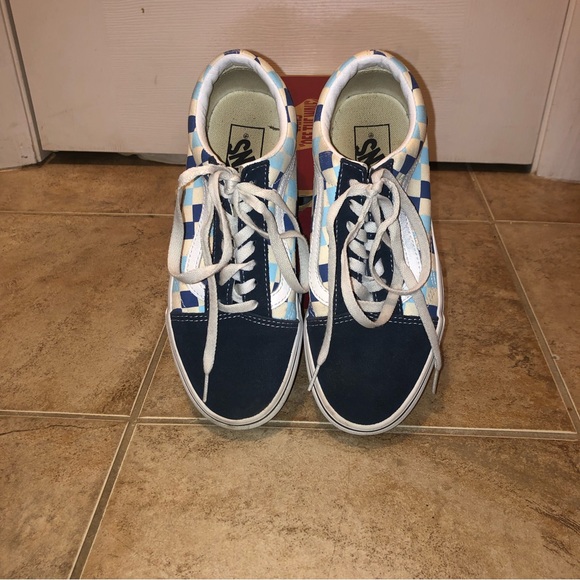Old Skool Checkerboard Blue Topaz Vans - Picture 4 of 5
